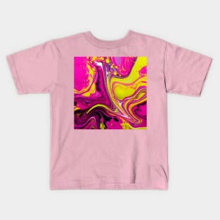 Lime Green and Pink Flow Art Kids T-Shirt